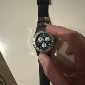 Elegant Black and Silver Chronograph Watch